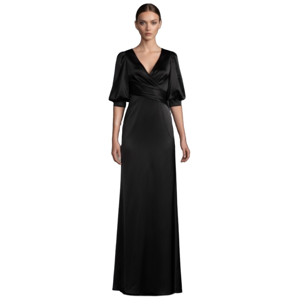 NWT-Aidan Mattox Puff Sleeve Satin Gown - Picture 10 of 10